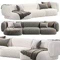 Modern Sectional Sofa With Plush Pillows Soft Throw Blanket And Cozy Upholstered Design