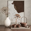 Ji Tea Set Hanging Paintings Dried Flowers Display Ornaments Combination 3d model