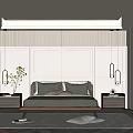 Modern Bedroom Interior With Wooden Bed Wall Panels And Pendant Lights