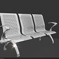 Silver Three Seat Modern Metal Public Chair with Perforated Backrest Armrests