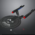 Futuristic Disc Shaped Spacecraft With Red Engine Lights For Interstellar Travel