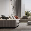 Modern Living Room Interior Design With Large Window Scenic Outdoor View Comfortable Sofa And Fireplace