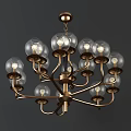 Elegant Brass Chandelier With Glass Globe Shades And Illuminated Branched Design