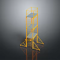 Yellow Scaffolding Equipment With Multi Level Platforms And Safety Rails For Construction Work 3d model