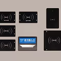 Black Access Control Card Readers With Entry Device And Sensor Panels 3d model