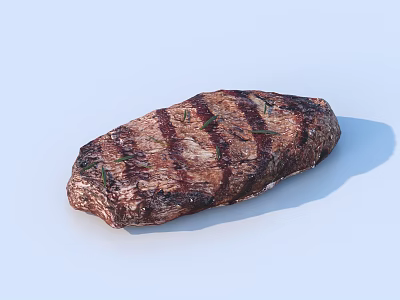 Tender Juicy Grilled Steak With Perfect Grill Marks And Fresh Herbs 3d model