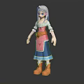 3D Character With White Hair Blue Eyes Pink Top Blue Skirt Orange Belt And Boots