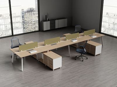 Modern Office Desk and Chair Office Staff Desk 3d model