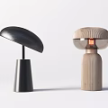 Modern Table Lamps With Wooden Bases Transparent Cubes And Black Arc Shades