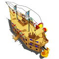 Wooden Pirate Ship Themed Playground Equipment with Multiple Slides Climbing Net and Flags