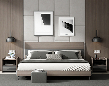 Modern background double bed 3d model