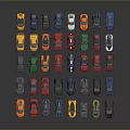 Colorful Model Cars In Various Colors And Styles Arranged On