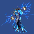 Man With Blue Energy Aura Moon Elements And Lightning Like Glow