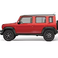 Red Off Road SUV With Black Roof Round Headlights And Alloy Wheels