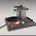 Essential Kitchenware Including Pot And Frying Pan On Gas Stove For Daily Cooking