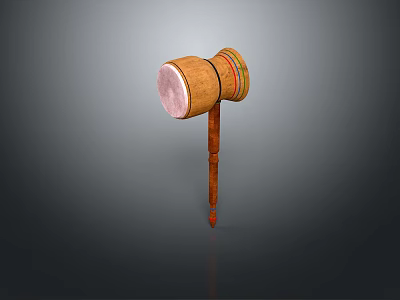 Traditional Weapon With Wooden Handle And Round Head Featuring Colored Decorative Stripes 3d model