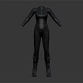 Stylish Black Fitted Full Length Bodysuit With High Boots Modern Outfit Design