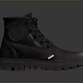 Dark Colored High Top Lace Up Boots With Thick Sole And Round Toe Design