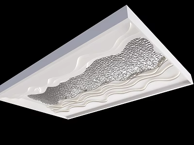 Modern Ceiling Design With Wave Pattern Silver Surface And White Decorative Frame 3d model