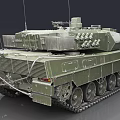 Modern Green Military Main Battle Tank With Large Cannon And Tracks