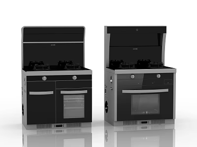 Modern Kitchen Appliances Stove And Oven Combination Units With Sleek Black Silver Finish 3d model