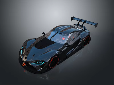 Sleek Black Modern Sports Car With Rear Spoiler Aerodynamic Body And Orange Accents 3d model