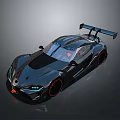 Sleek Black Modern Sports Car With Rear Spoiler Aerodynamic Body And Orange Accents