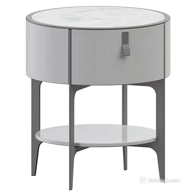 Modern White Entryway Console Table With Gray Legs Drawer And Shelf 3d model 