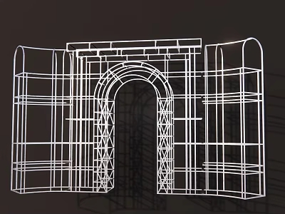 Event Gateway Wireframe Structure With Arch Design And Support Framework 3d model