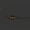 Realistic 3D Diplodocus Dinosaur Model With Long Neck Tail And Striped Body On Gray Background