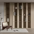 Modern Bookcase Bookshelf Leisure Chair Books 3d model