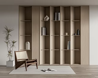 Modern Bookcase Bookshelf Leisure Chair Books 3d model
