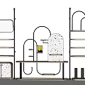 Modern Storage Shelving Units Featuring Multilayer Racks Curved Design And Metal Frame