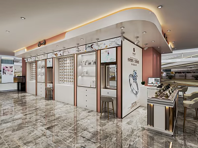 Modern Jewelry Store Jewelry Store Jewelry Cabinet Earrings Store Display Cabinet Nakajima Shopping Mall Counter 3d model