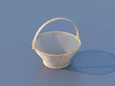 Handwoven Wicker Basket With Handle For Daily Living Supplies Storage Use 3d model