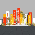 Welcome Home Scene at Senior Mansion with Orange Columns and Floral Decorations