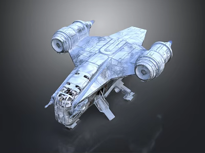 Detailed Cosmic Spaceship Model With Dual Engines And Transparent Structure 3d model