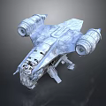 Detailed Cosmic Spaceship Model With Dual Engines And Transparent Structure