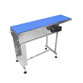 Industrial Conveyor Belt With Blue Surface And Stainless Steel Frame On Wheels