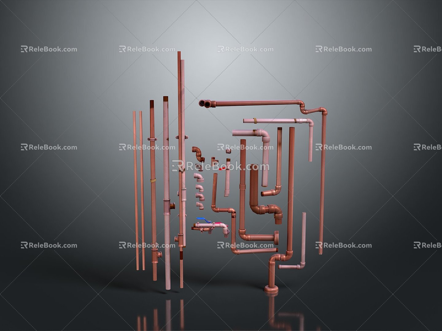 Pipe water pipe valve iron pipe fitting flange tee joint pipe water pipe valve 3d model