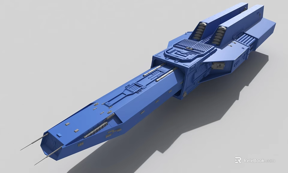 Blue Sci Fi Spaceship Model With Detailed Structure And Futuristic Design 3d model