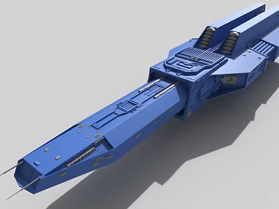 Blue Sci Fi Spaceship Model With Detailed Structure And Futuristic Design 3d model