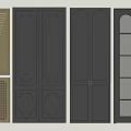 Various Design Wardrobe Doors Including Louvered Paneled Glass and Plain Styles in Green and Black