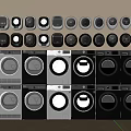 Front Loading Washing Machines In Black And White With Modern Sleek Designs 3d model