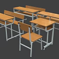 Classroom Study Desks and Chairs Featuring Wooden Tops and Metal Frames