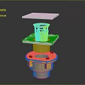 Industrial Equipment Structure With Yellow Base And Silver Metal Square Grid Top