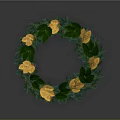 Natural Green Plant Wreath Decorated With Fresh Leaves And Yellow Flowers