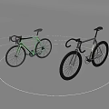 Two Light Green And Black Road Bicycles On Gray Background With White Circular Lines