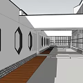 Museum Building Architectural Design With Courtyard Glass Structures And Multiple Roofs 3d model