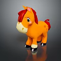 Cute Orange Cartoon Horse Toy With Red Mane White Belly And Black Hooves